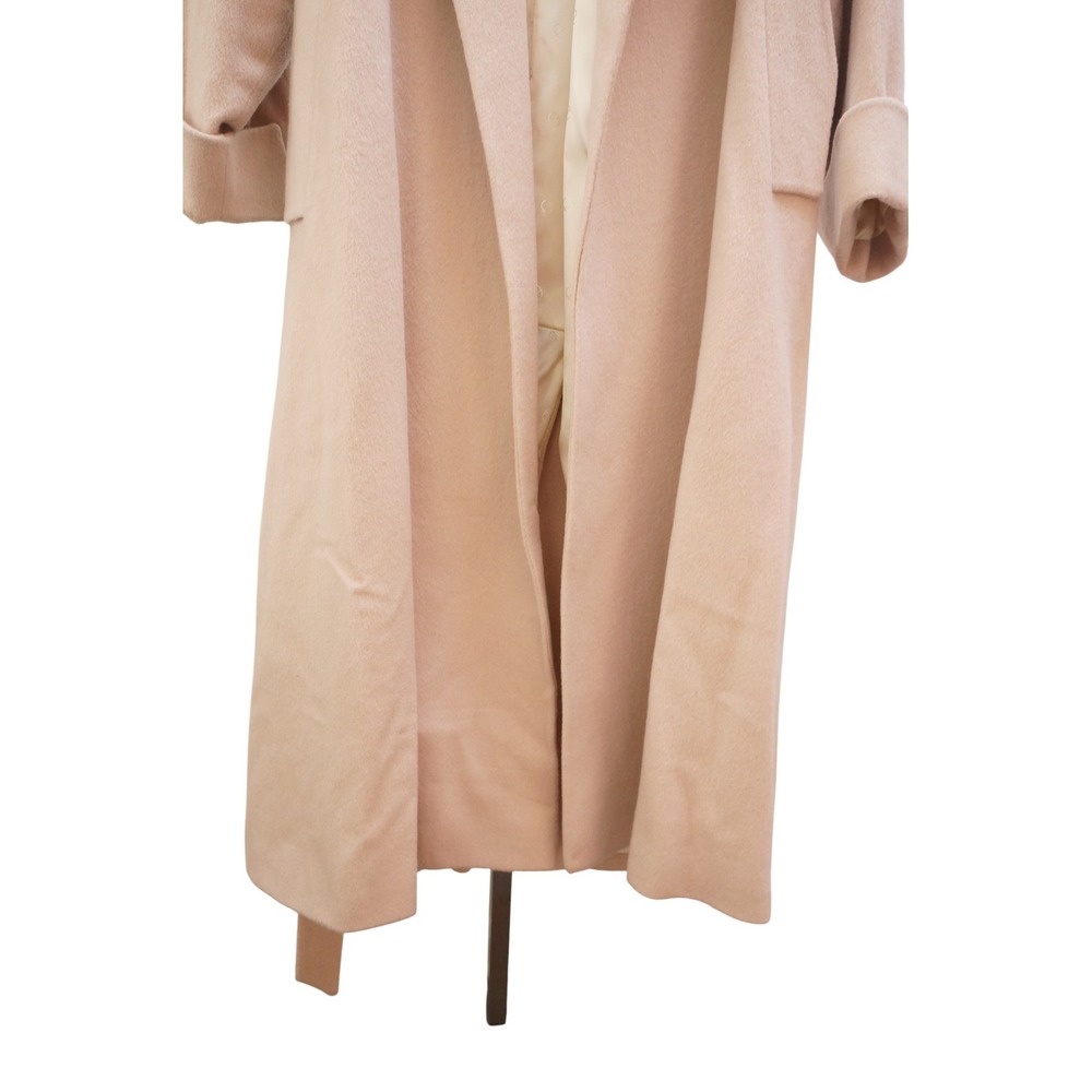 Christian Dior Beige Long Wool Blend Trench Coat Belted Lapel Collar Women - Picture 6 of 16